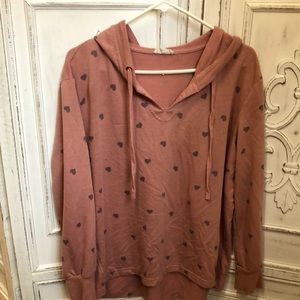 Dusty Rose Valentine heart hoody.